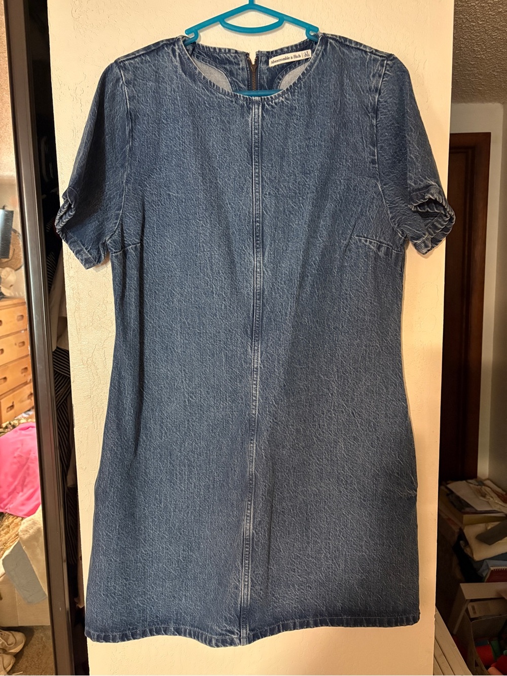 Abercrombie & Fitch Denim Short Sleeve Mini Dress- large Tall size